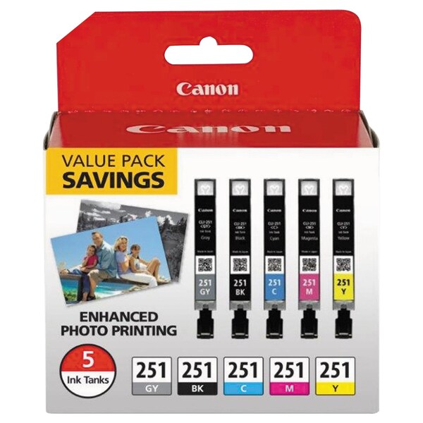 Canon Ink 6513B011 (CLI-251) , Black/Cyan/Gray/Magenta/Yellow, PK5 6513B011 - main